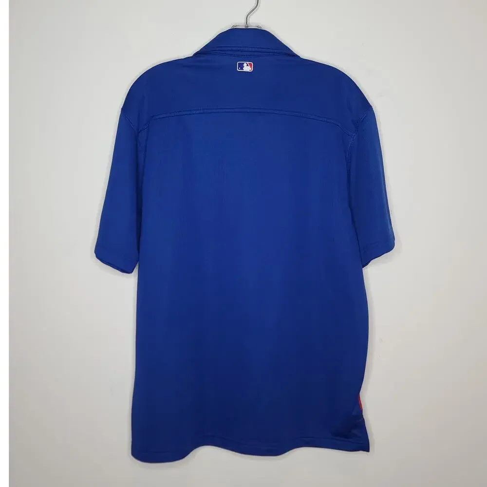 Nike Dri-fit Chicago Cubs MLB baseball blue red short sleeve polo shirt - medium